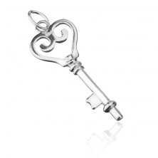 Pandantiv realizat din argint 925 - cheie în formă de inimă