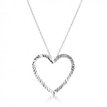Colier din argint - lanț cu model contur inimă ondulată