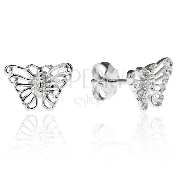 Cercei cu tijă din argint - model fluture filigranat