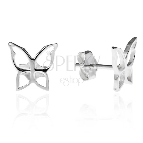 Cercei cu tijă realizați din argint 925 - model fluture lucios