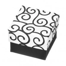 Cutie de cadou pentru inel – cub negru cu alb cu ornamente