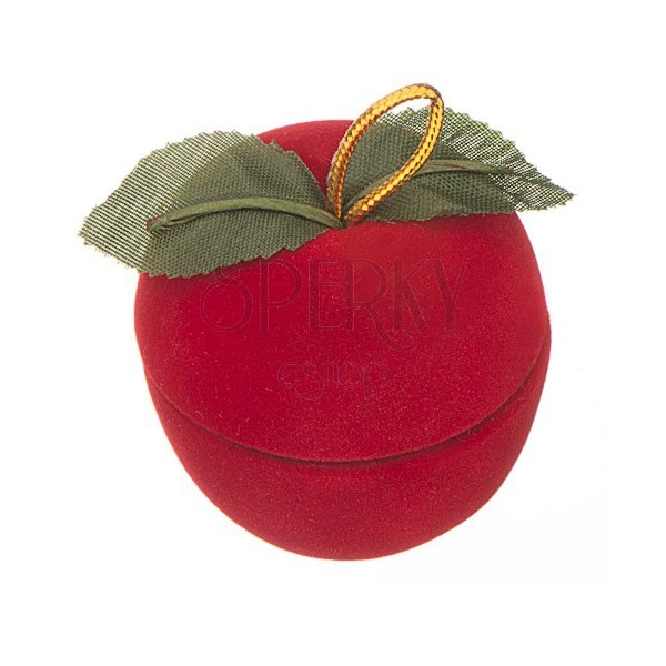 Cutie din catifea pentru inel – măr cu frunzulițe