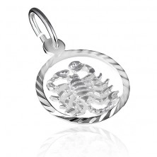 Pandantiv argint 925 - cerc cu semnul Scorpion