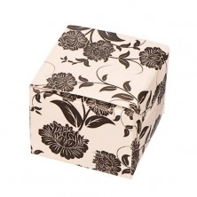 Cutie de cadou pentru cercei - flori negre pe fundal bej