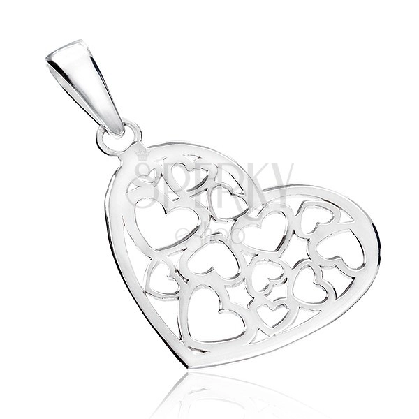 Pandantiv argint 925 - inimă lucioasă cu model gravat