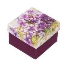 Cutiuță de cadou pentru inel - motiv flori violete