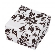 Cutiuță de cadou negru cu alb pentru cercei cu motiv floral