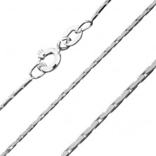 Lănțișor unghiular din argint - cu o linie de zale ovale, netede, 0,8 mm