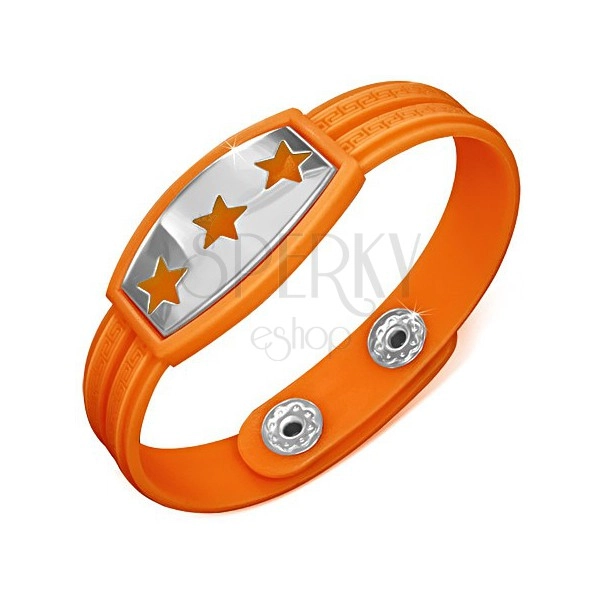 Brățară din cauciuc - portocalie cu stele și simbol grecesc