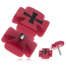 Piercing fals pentru ureche - cruce Malteză roșie