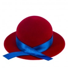 Cutiuță de cadou de catifea pentru inel sau cercei - pălărie roșie