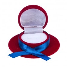 Cutiuță de cadou de catifea pentru inel sau cercei - pălărie roșie