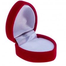 Cutiuță de cadou din catifea pentru inel, inimioară roșu închis