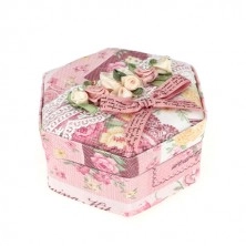 Cutie mică de bijuterii - motiv hexagonal, floral și panglică
