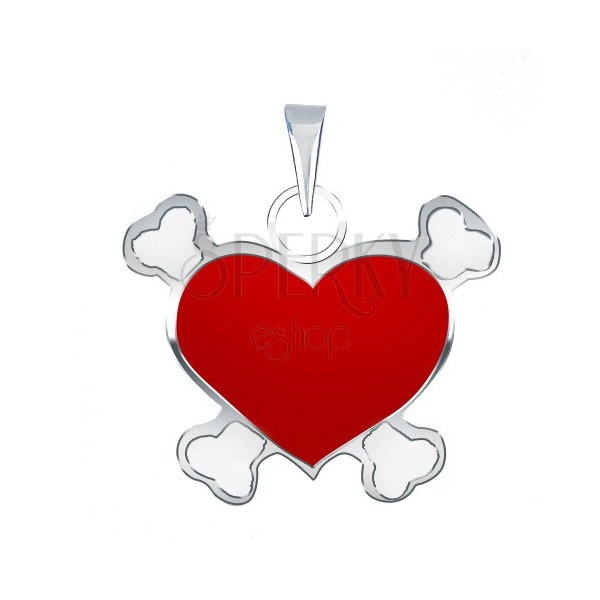 Pandantiv realizat din argint 925 cu inimă roșie model pirat