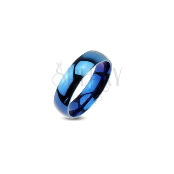 Verighetă albastră din metal - inel neted cu luciu cu aspect tip oglindă
