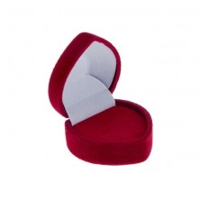 Cutiuță roșie de cadou pentru inel - inimă punctată din catifea