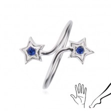 Inel argint 925 - braţe cu steluţe, zirconiu albastru