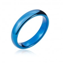 Inel din tungsten cu margini rotunjite, albastru închis 4 mm