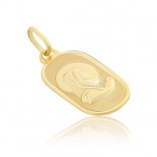 Pandantiv din aur 14K - Fecioara rugându-se pe o placă ovală
