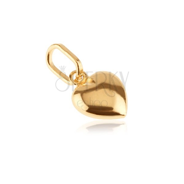 Pandantiv din aur 585 - inimă 3D cu suprafață lucioasă și caneluri