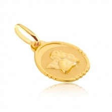 Pandantiv din aur 585 - placă ovală cu înger durduliu