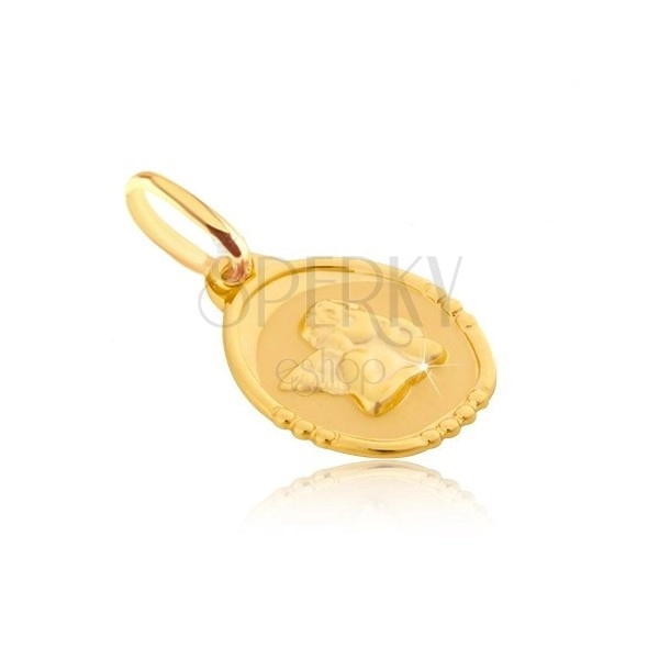 Pandantiv din aur 585 - placă ovală cu înger durduliu
