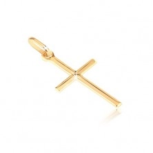 Pandantiv din aur de 14K - cruce îngustă cu X subțire în mijloc