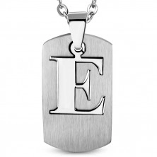 Pandantiv din oţel - plăcuţă cu litera "E", două piese