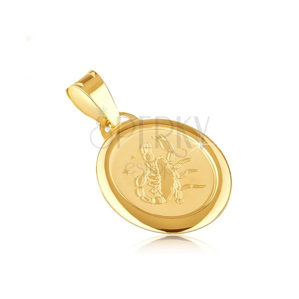 Pandantiv din aur - semnul zodiacal SCORPION pe o placă ovală mată