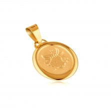 Placă ovală din aur - pandantiv înrămat cu semnul zodiacal TAUR