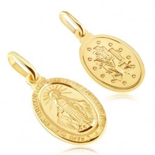 Pandantiv din aur de 14K - medalion oval cu Fecioara Maria