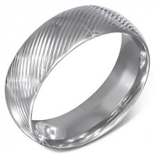 Verighetă din oțel argintiu cu caneluri diagonale