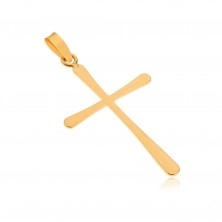 Pandantiv din aur 14K - cruce latină plată lucioasă, suprafață netedă