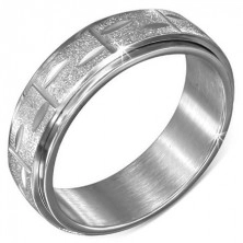Inel argintiu din oţel - bandă sablată rotativă cu caneluri