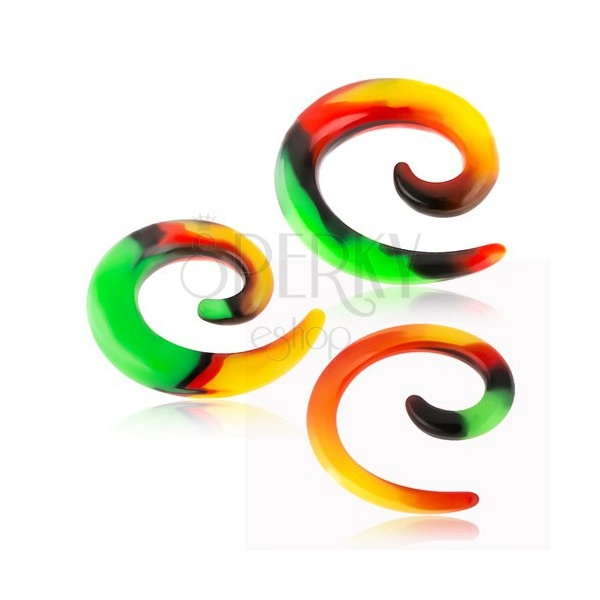 Expander pentru ureche din silicon, spirală cu motiv Rasta