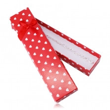 Cutie cadou roșu pentru un lanț sau o brățară - inimi albe, arc decorativ roșu