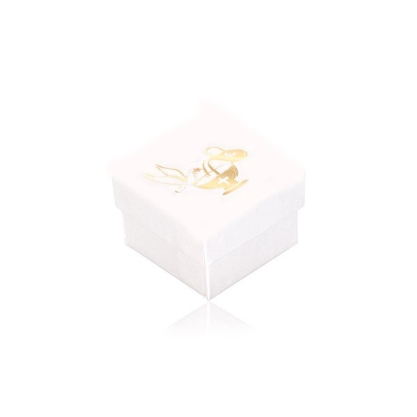 Cutiuță de cadou în culoare albă, porumbel auriu, ulcior și pocal