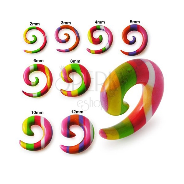Expander pentru ureche - spirală cu dungi colorate