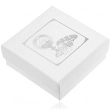Cutiuță albă de cadou cu imagine argintie pentru Prima Împărtășanie