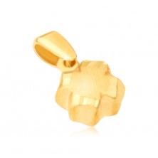 Pandantiv din aur galben 14K - trifoi 3D satinat, margine gravată