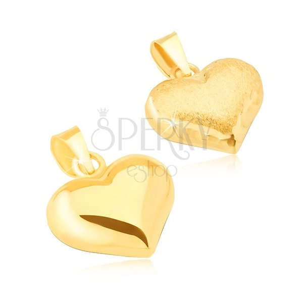 Pandantiv din aur - inimă regulată 3D, satinată