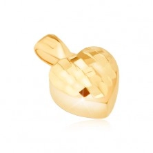Pandantiv din aur - inimă simetrică 3D, pete mici lucioase