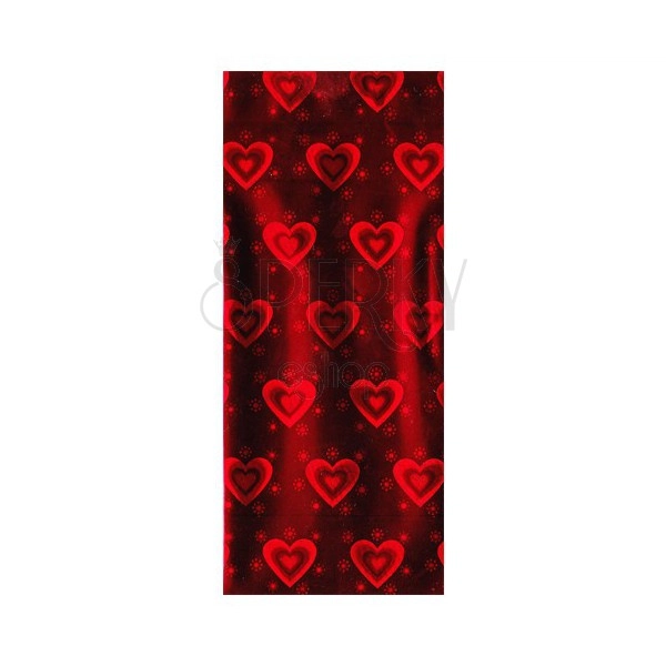 Săculeț de cadou realizat din celofan de culoare roșie - inimi și flori