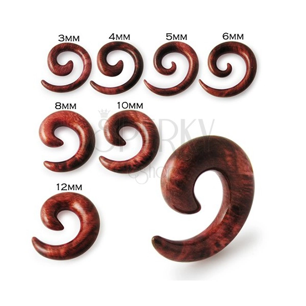 Expander spirală pentru ureche, model de lemn maro