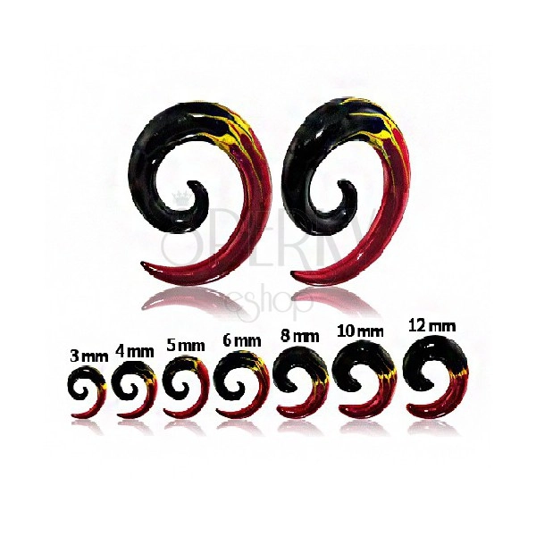 Expander pentru ureche - spirală în trei culori