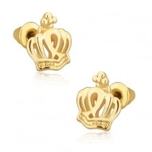 Cercei aurii cu tijă, coroană regală