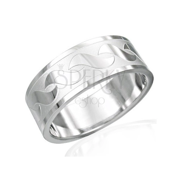 Inel din oțel inoxidabil cu model strălucitor de litere S