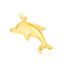 Pandantiv din aur - delfin lucios sărind, tridimensional