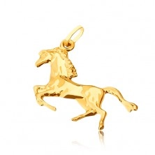 Pandantiv din aur 14K - cal lucios stând pe picioarele posterioare